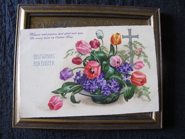 画像2: イースター　チューリップとスミレのお花と十字架　1920 - 1930年代 (2)