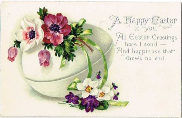 画像1: イースター　卵とお花　1933年消印 (1)