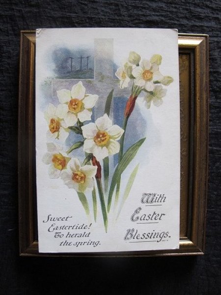 画像2: イースター　水仙のお花と十字架　1920年代頃 (2)