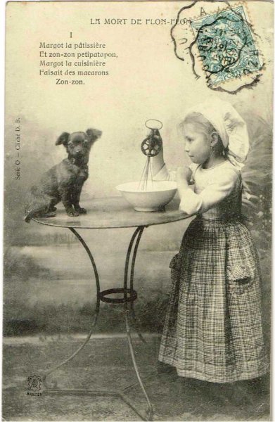 画像1: フランス　小さな犬とパティシエさん 1904年 (1)