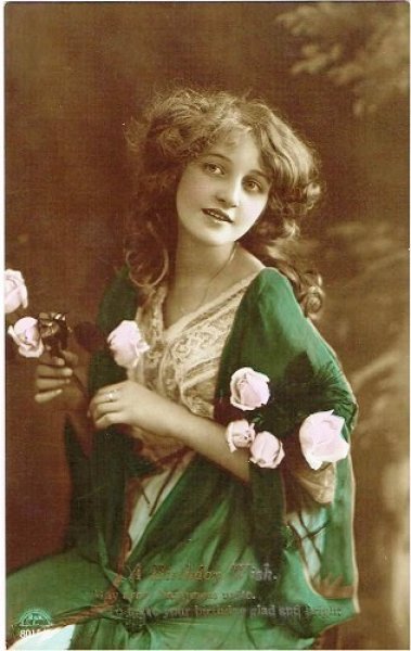 画像1: 薔薇のお花と女性　1910年代 (1)