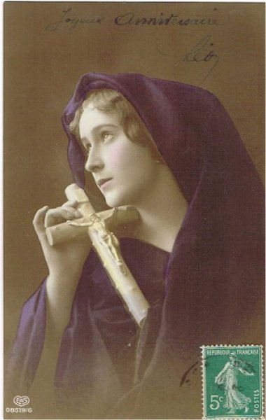 画像1: 祈る女性と十字架　フランス1910年代 (1)
