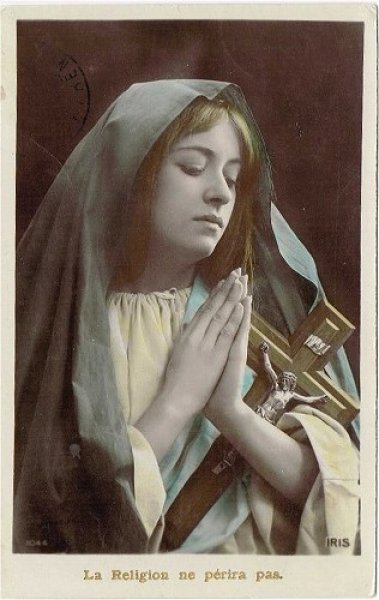 画像1: 祈る女性と十字架　フランス1910年代 (1)