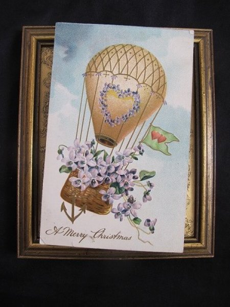 画像2: スミレのお花とハートの気球 1910年代頃 (2)