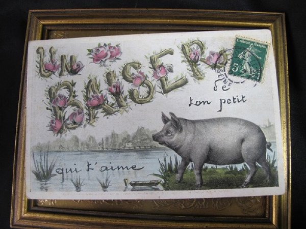 画像2: Postcard  水辺の豚さん 1907年 (2)