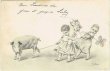 画像1: Postcard 　子豚と女の子　M.M.VIENNE 1903年 R.R.Wichera (1)