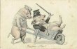 画像1: Postcard 　一輪車で豚の紳士を運ぶポーターさん　1903年 (1)