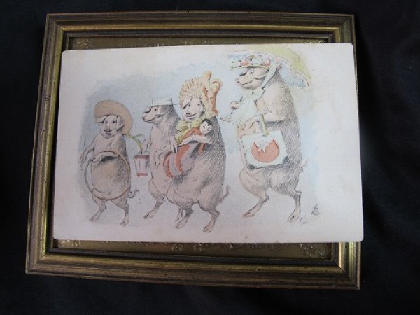 画像2: Postcard  お出かけする豚の家族 (2)