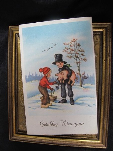 画像2: Postcard  煙突掃除夫と子豚さん 1956年 (2)