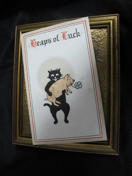画像2: Postcard  豚を抱く黒猫 1920年頃 (2)