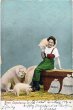 画像1: Postcard 　豚の家族と女性とお金の入った袋　1914年 (1)