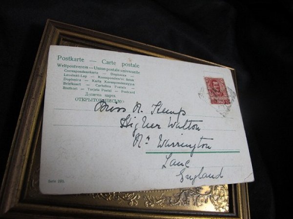 画像3: Postcard  豚の家族と女性とお金の入った袋 1914年 (3)