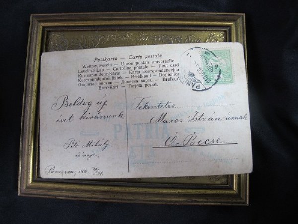 画像3: Postcard  四つ葉のクローバーを持つ男の子の服を引っ張る豚さん (3)