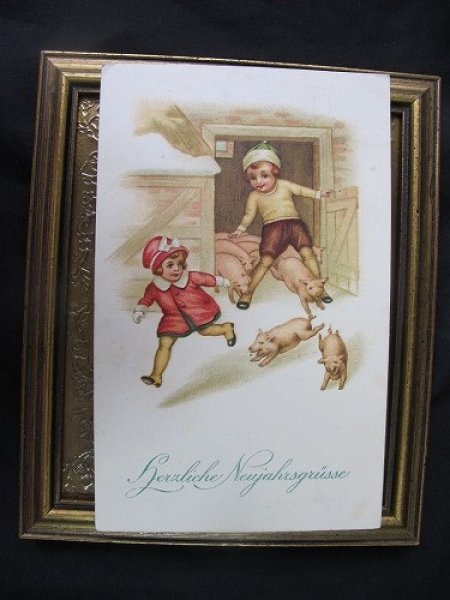 画像2: Postcard  子どもと飛び出す子豚たち 1920年代頃 (2)