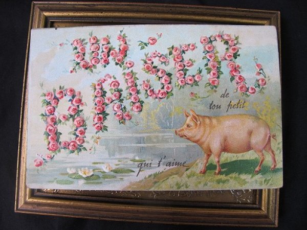 画像2: Postcard  水辺の豚さん 1905年頃 未使用 (2)