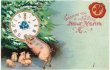 画像1: Postcard 　新年を告げる時計と豚さんの家族　1910年頃 (1)