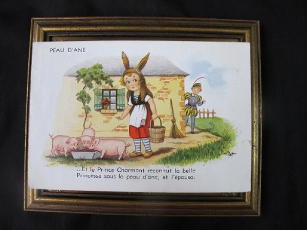 画像2: Postcard  童話「ロバと王女」 豚に餌を与える王女様 1950年代 (2)