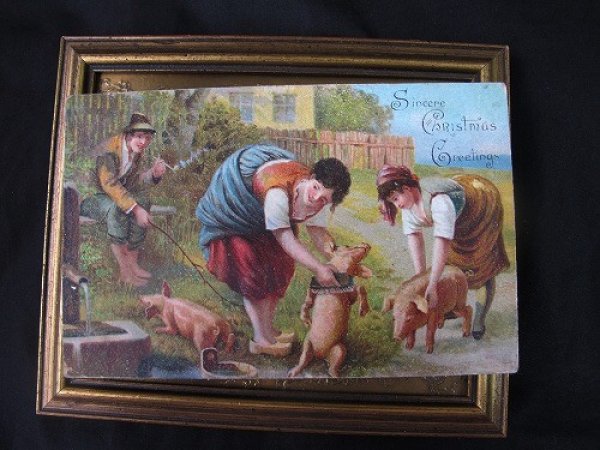 画像2: Postcard  子豚を洗う女性たち 1906年 (2)