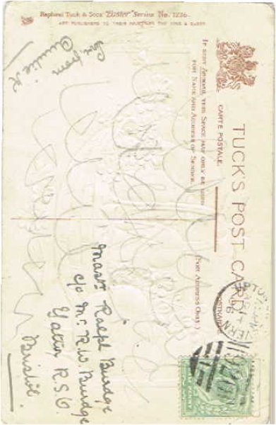 画像2: Postcard  イースター 忘れな草のお花かごとヒヨコ 1906年 (2)