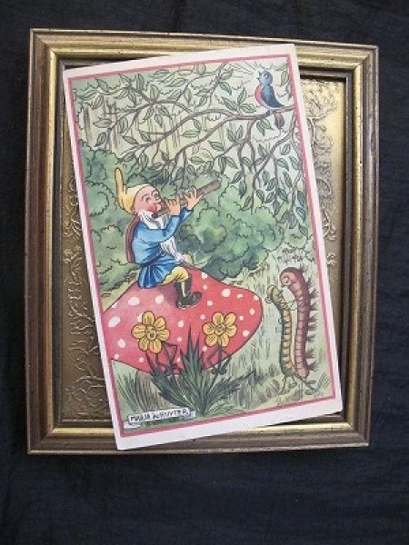 画像2: Postcard 　キノコの上でフルートを吹くノーム妖精 (2)