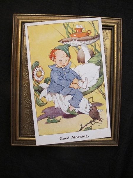 画像2: Postcard 　Good Morning 朝の目覚め　キノコのテーブル (2)