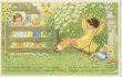 画像1: Postcard 　ブランコで遊ぶ女の子　キノコとお人形 1940年代　未使用 (1)