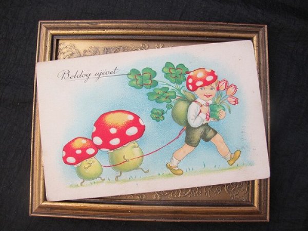 画像2: Postcard 　キノコの妖精と男の子　1930年代頃 (2)