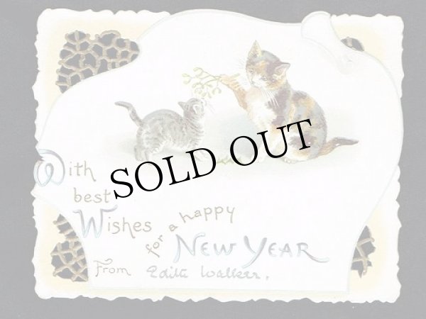画像1: Greeting Card 　ヤドリギと猫　Helena Maguire　 (1)