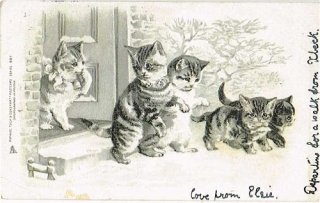 アンティークポストカード　ヘレナマグワイア　猫の看病 アンティークポストカード ヘレナマグワイア 猫の看病 コレクション