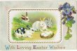 画像1: Postcard 　イースター　卵とウサギさんとスミレのお花 (1)
