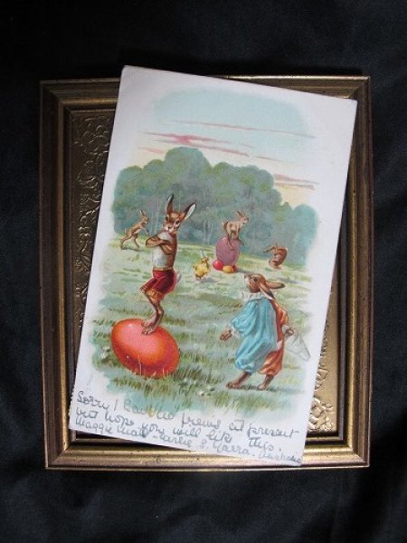 画像2: Postcard  イースター サーカスの練習中のウサギとヒヨコ 1904年 (2)