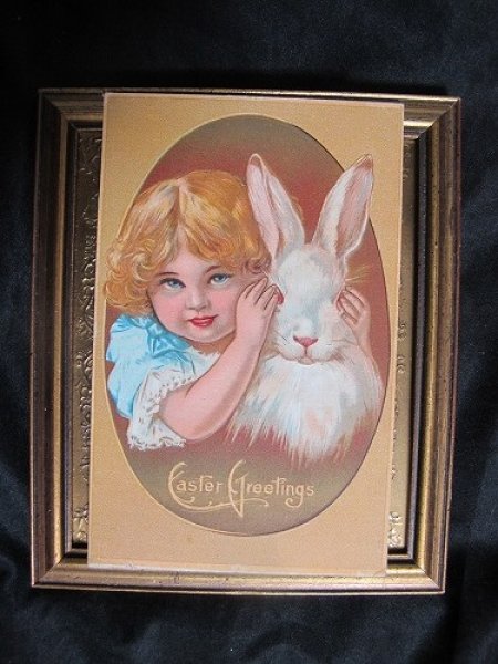 画像2: Postcard  イースター ウサギさんに目隠しをする女の子 1911年 (2)