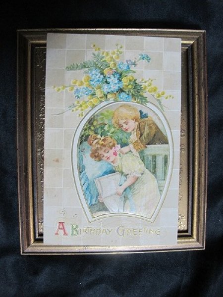 画像2: Postcard  寝ている女の子を起こす少年 Ellen Clapsaddle? (2)