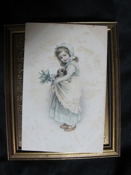 画像2: Postcard  スパニエル犬と女の子　M.M.VIENNE  (2)