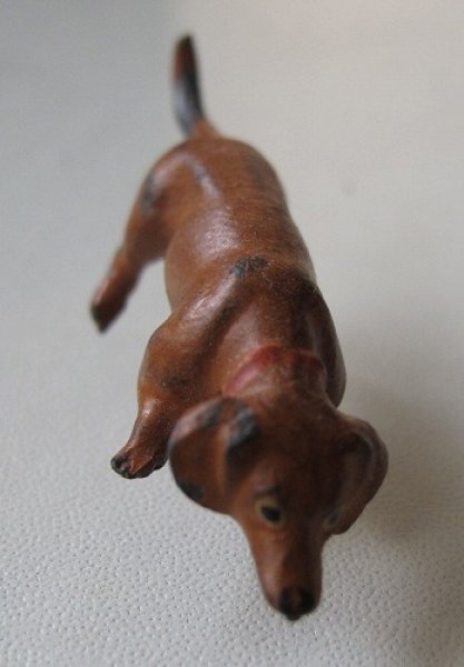 画像2: Lead Toy  アンティーク メタルフィギュリン ダックスフンド犬 (2)