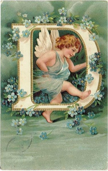 画像1: Postcard  天使のアルファベット D 　Ellen Clapsaddle  1913年 (1)