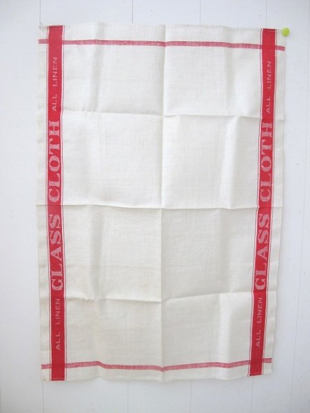 画像9: Vintage Linen  グラス用　ヴィンテージリネンクロス　赤　82cm x 56cm (9)