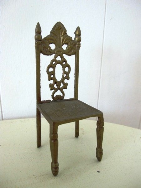 画像1: Vintage Brass Miniature Chair 　小さなミニチュア椅子　真鍮製 　イギリス (1)