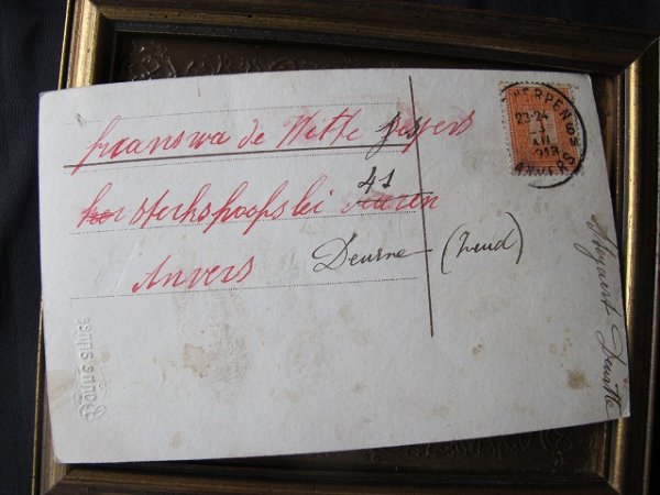 画像3: Postcard  スズランとスミレの花リースを運ぶツバメ 1913年 (3)