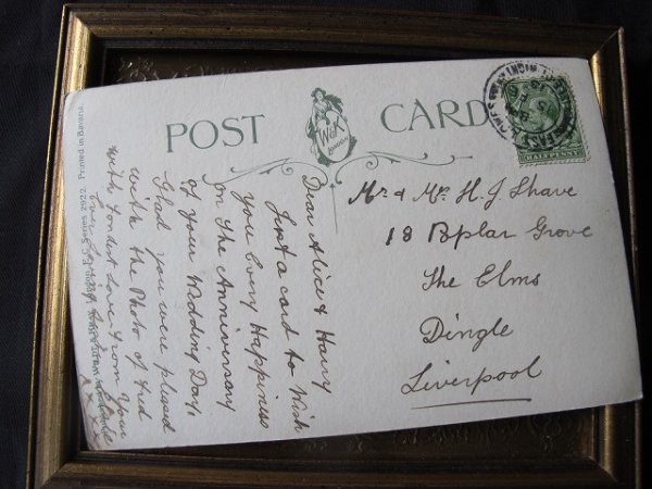 画像2: Postcard  スミレのお花と銀のベル　結婚祝い　1915年 (2)