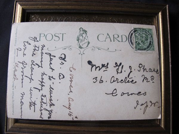 画像2: Postcard  スミレのお花と水辺の風景 1913年 (2)