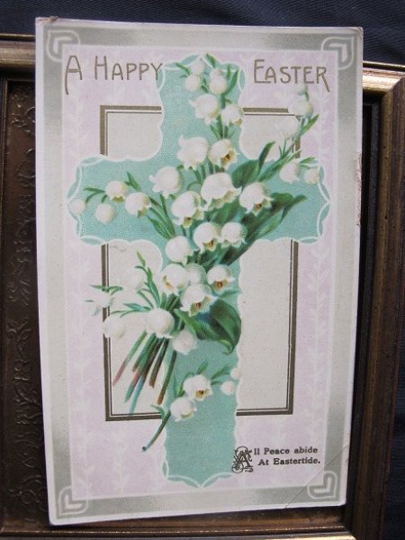 画像1: Postcard  十字架とスズランのお花　1911年 (1)