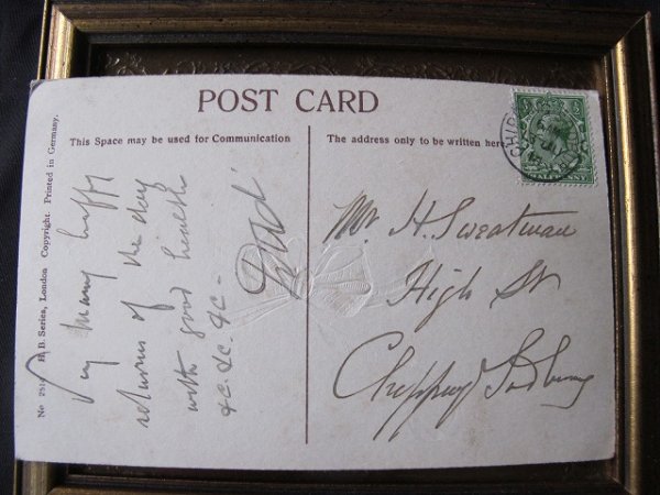 画像3: Postcard  ハート型のスミレのお花と白鳩 1914年 (3)