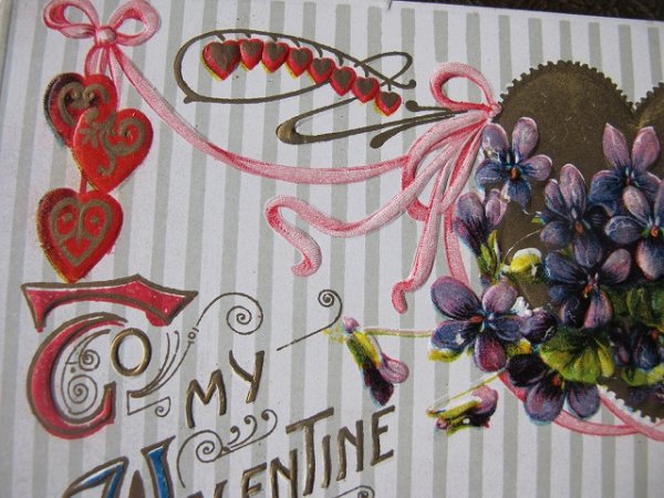 画像2: Postcard  スミレのお花とハート バレンタイン 1910年頃 (2)