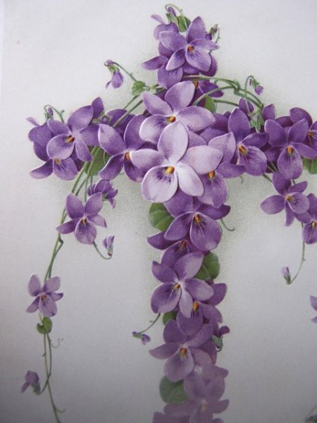 画像2: Postcard  スミレのお花　十字架　未使用 (2)