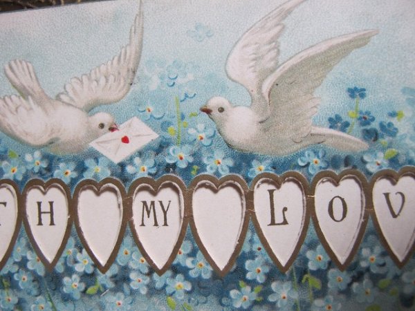 画像3: Postcard  忘れな草のお花と白鳩　仕掛けカード (3)