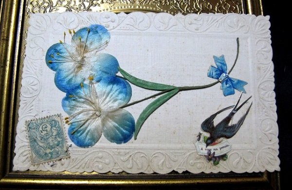 画像1: Postcard　忘れな草のお花とツバメ (1)