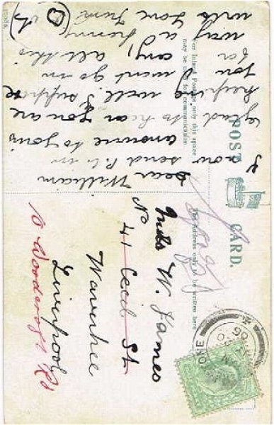 画像2: Postcard  結婚生活の行方 赤ちゃんを抱く男性 1906年 (2)