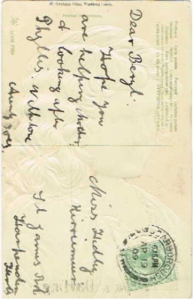 画像2: Postcard  青い瞳の女の子 1909年 (2)