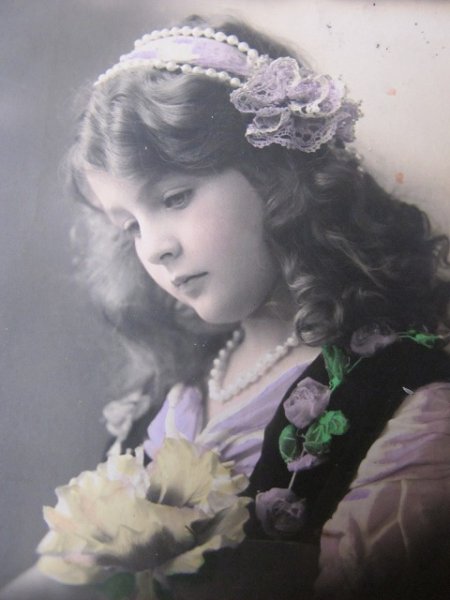 画像2: Postcard  お花と女の子 1911年 (2)